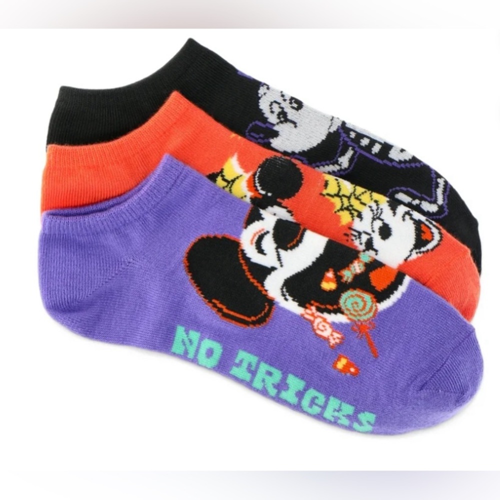 Disney Mickey & Friends Women's Halloween No-Show Socks, 3-Pack